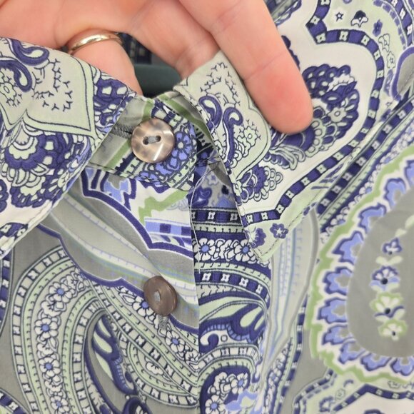 Only necessities womens size 4X purple blue paisley button up short sleeve shirt - Picture 6 of 8